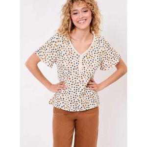 La Fiancee Du Mekong  T-shirt Top col V tréssé gaze de coton bio MIMI