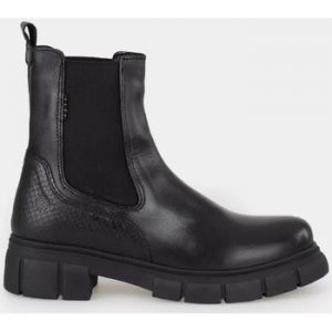 Vera Collection  Bottines Bottines Chelsea femmes en Cuir noir souple, semelle &eacute;paisse