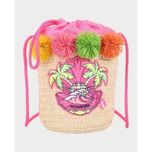 Billieblush  Cabas Sac Seau Paille Tress&eacute;e Pompon