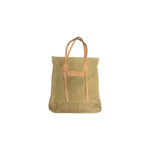 Pare Gabia  Sac Bandouliere Cabas en Toile de Jute et Cuir