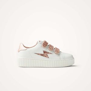 Vanessa Wu  Baskets basses enfant Baskets éclair blanc à paillettes Mini Mahalia