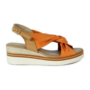 Aplauso  Sandales SANDALIAS NARANJA DE PIEL CON CUÑA Y PLANTA DE GEL  229