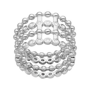 Orusbijoux  Bague Bague Argentée Multi Anneaux De Cercles Sertis