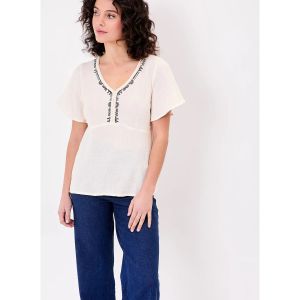 La Fiancee Du Mekong  T-shirt Top col V tréssé gaze de coton bio MIMI