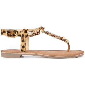 Les Petites Bombes  Sandales LPB Tongs Cuir Badria Print Beige Léopard