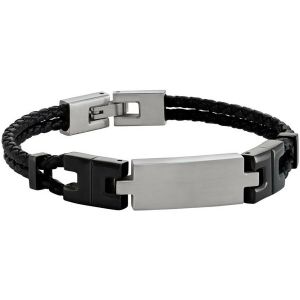 Jourdan  Bracelets Bracelet homme  Thasos acier cuir noir