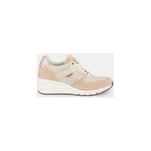 Vera Collection  Baskets Tennis femmes compens&eacute;es en Cuir, Beige