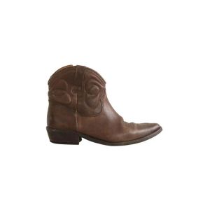 Sandro  Bottines Bottes western en cuir marron