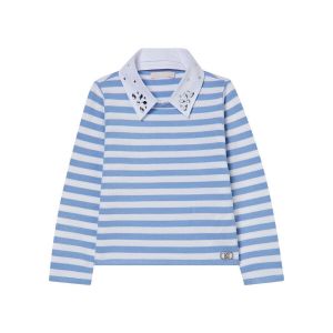 Liu Jo  Pull enfant Pull ray&eacute; &agrave; col bijou