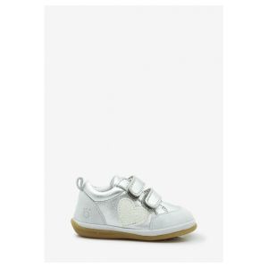benjie  Baskets basses enfant Myrtille c&oelig;ur  Premiers pas Argent Paillettes blanc