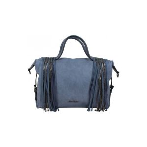 Sac à main Mac Alyster Sac polochon déco franges chaîne B541-5414 - Couleur Unique - Taille Bleu