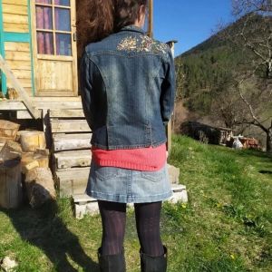 Vintage  Veste Veste brodée en jean vintage