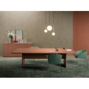 Table de réunion 8 à 16 personnes, laquée FIRST avec passage de câbles