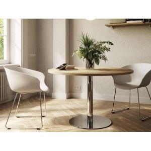Table de réunion ronde pied chrome ROSS, fabriqué en Espagne