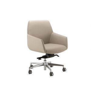 Fauteuil visiteur ou réunion sur roulettes en simili cuir