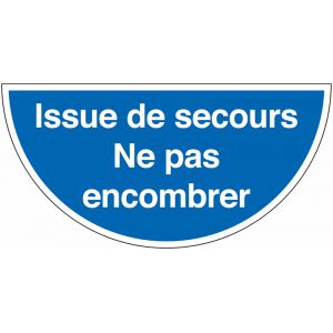 Marquage au sol avec texte et pictogramme - Sortie de secours Ne pas encombrer
