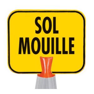 Panneau pour cône de chantier - Sol mouillé