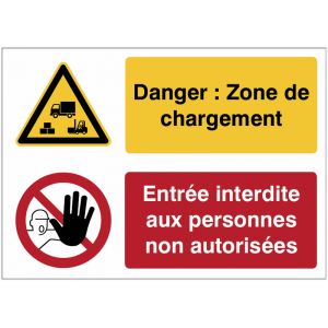 Panneaux duo - Danger : Zone de chargement - Entrée interdite aux personnes non autorisées
