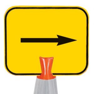 Panneau pour cône de chantier ''Flèche directionnelle 90°''