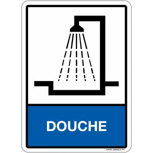 Plaque en plexiglas d'information ''Douche'' avec texte