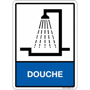 Plaque en plexiglas d'information "Douche" avec texte