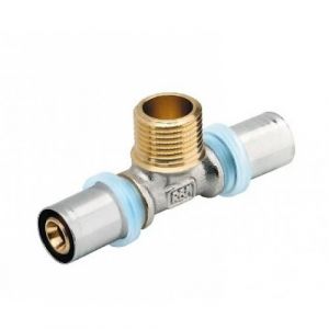 Té à sertir pour tube multicouche Ø40 filetage mâle 26x34 à visser au centre RBM