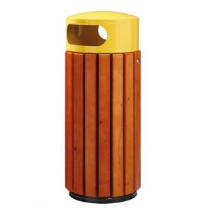 Corbeille extérieure bois et métal - 60 litres - jaune - Zeno ROSSIGNOL
