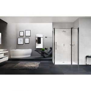 Porte de douche pivotante + fixe Young 2P 87 - extensible 87-91 cm - blanc mat NOVELLINI