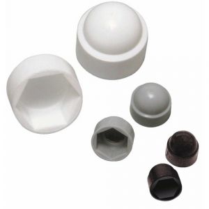 Cache-&eacute;crous plastique blanc hexagonaux - diam&egrave;tre 14 mm - 100 pi&egrave;ces - DIN 985 GOETTGENS SA