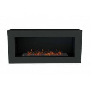 Foyer bioéthanol avec brûleur 500 inox Termobio et caisson mural Biowall noir TERMOFOC