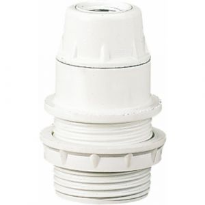Douille &agrave; visser E14 plastique 1/2 filet&eacute;&eacute; + bague blanc EBENOID