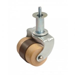 Roulette pivotante bois avec bande souple 70 mm - charge 100 kg - M 10 - hauteur 120 mm AVL