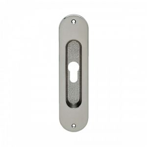 Poign&eacute;e cuvette ovale - pour porte &agrave; galandage - s&eacute;rie Z1702 - cl&eacute; I - nickel satin&eacute; KARCHER DESIGN