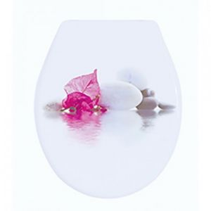 Abattant WC - Polypropylène - Charnières PS - Blanc et Rose MSV
