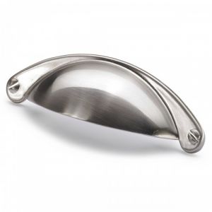 Poignée de meuble coquille Matane - entraxe 64 mm - H 25 mm - par 4 - Inox brossé HETTICH