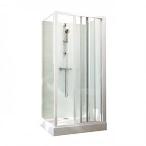 Cabine de douche 100x80 cm Iziglass 2 - accès de face avec 3 portes coulissantes LEDA