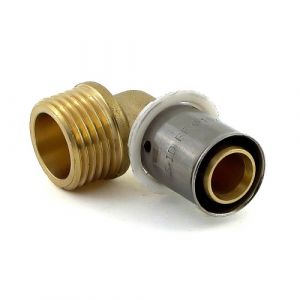 Coude PER à sertir diamètre 16 mm avec sortie à visser M15x21 BRICOZOR