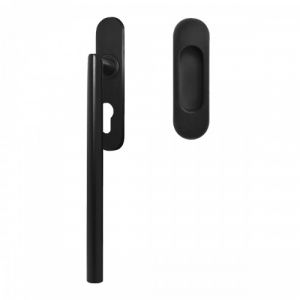 Poignée de manœuvre porte coulissante Rhodos rosace ovale - noir - clé I int KARCHER DESIGN