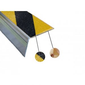 Nez de marche corni&egrave;re antid&eacute;rapant en aluminium - 3 m - noir et jaune - &agrave; visser WATTELEZ