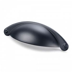 Poignée de meuble coquille Matane - entraxe 64 mm - H 25 mm - par 4 - Noir mat HETTICH