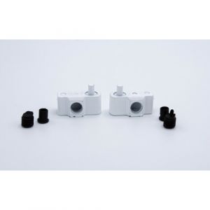 Charni&egrave;res &agrave; pivot 180&deg; pour porte rentrante en verre - par 2 - blanc laqu&eacute; Interges