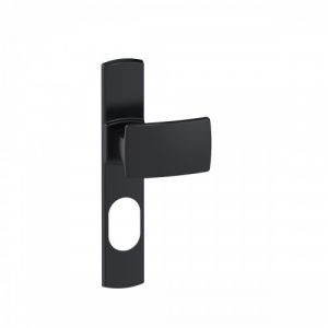 Poignées de porte palière sur plaques Muze - aluminium noir mat Onyx - cylindre ovale VACHETTE