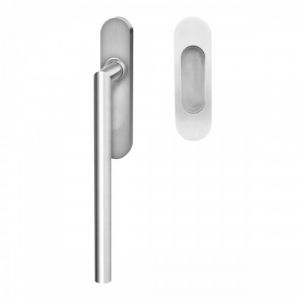 Poignée de manœuvre porte coulissante Rhodos rosace ovale - inox satiné - bec-de-cane KARCHER DESIGN