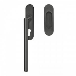 Poignée de manœuvre porte coulissante Rhodos rosace ovale - gris titanium - clé I int KARCHER DESIGN