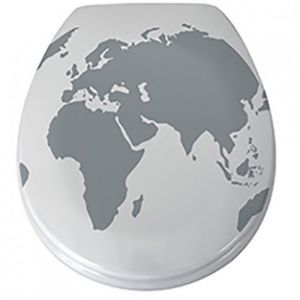Abattant WC - Thermodur - Charnières PS - WORLD - Gris et Blanc MSV