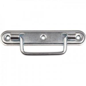 Lot de 12 poign&eacute;es St Etienne sur platine zingu&eacute;e emboutie - bouts ronds - blanc TORBEL