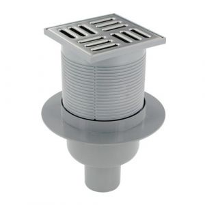 Siphon de sol - grille inox - 105 x 105 mm - sortie verticale PRESTO