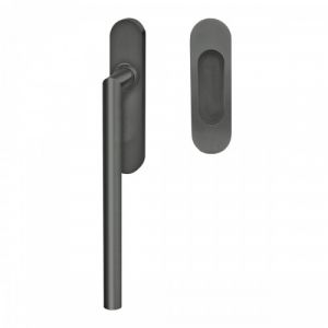 Poignée de manœuvre porte coulissante Rhodos rosace ovale - gris titanium - bec-de-cane KARCHER DESIGN