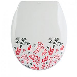 Abattant WC - Thermodur - Charnières Inox - Motif Floral MSV