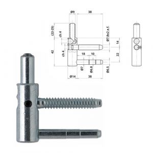 Demi-fiche m&acirc;le r&eacute;glable - menuiserie bois - n&oelig;ud 14 mm - 65 pi&egrave;ces OTLAV